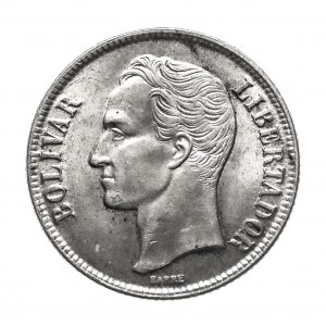 Venezuela, republika (1953-1999), 1 bolívar 1954, Philadelphia, stříbro