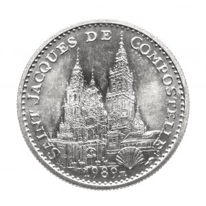 Frankreich, Wertmarke - Johannes Paul II - Kathedrale von Santiago de Compostela, 1989, Silber, Paris