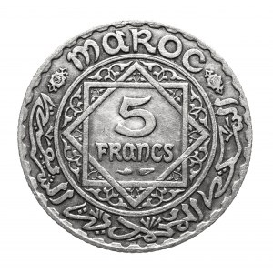 Maroko, Francouzský protektorát (1921 - 1956), 5 franků AH1325 (1934),