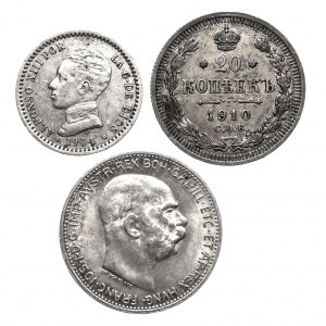 Zestaw monet srebrnych - Austria, Rosja, Hiszpania