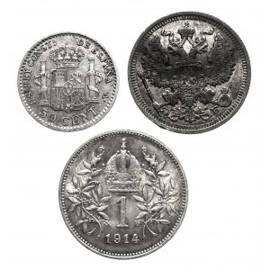 Sada strieborných mincí - Rakúsko, Rusko, Španielsko