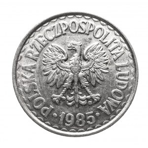Polen, PRL (1944-1989), 1 Zloty 1985 - Doppelstempel
