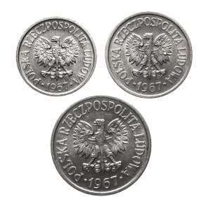 Polska, PRL (1944-1989), zestaw monet obiegowych z 1967 roku