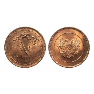 Finlandia, zestaw: 10 pennia 1916 i 1917, miedź, - piękne