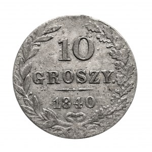 Rozdělení Ruska, Mikuláš I. (1825-1855), 10. penny 1840, Varšava. DASH po GROSZY