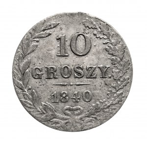 Russian Partition, Nicholas I (1825-1855), 10. groszy 1840, Warsaw. DASH after 