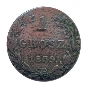 Russian Partition, Nicholas I (1825-1855), 1 grosz 1839 MW, Warsaw - TWO DOLLARS - very rare