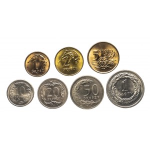 Polska, Rzeczpospolita od 1989 roku, zestaw monet obiegowych bitych w 1992 roku