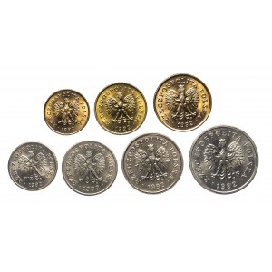 Polska, Rzeczpospolita od 1989 roku, zestaw monet obiegowych bitych w 1992 roku