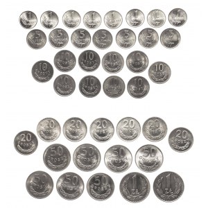 Polska, PRL (1944-1989(, zestaw aluminiowych monet obiegowych - 41 sztuk