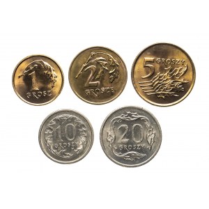 Polska, Rzeczpospolita od 1989 roku, zestaw monet obiegowych bitych w 1990 roku