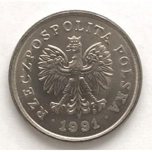 Polska, Rzeczpospolita od 1989 roku, 50 groszy 1991, Warszawa - płaska data