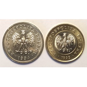 Polska, Rzeczpospolita od 1989 roku, zestaw: 2 złote 1995 i 1 złoty 1994 - mennicze