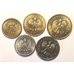 Polska, Rzeczpospolita od 1989 roku, zestaw monet obiegowych z lat 1992-2002