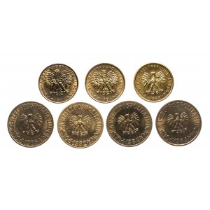 Polska, PRL 1944-1989, zestaw monet mosiężnych 2, 5 złotych - 10 sztuk