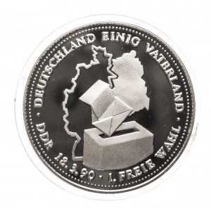 Germany, Reunification of Germany (Deutschland Einig Vatelrnad - DDR 18.3.90, 1 Preie Wahl) 1990, 999 silver