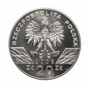 Polska, Rzeczpospolita od 1989 roku, 20 złotych 2008, Sokół Wędrowny