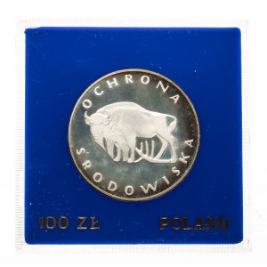 Polska, PRL (1944-1989), 100 złotych 1977, Ochrona Środowiska - Żubr