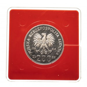 Polska, PRL (1944-1989), 200 złotych 1986, Ochrona Środowiska - Sowa, PRÓBA, miedzionikiel