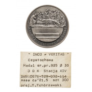 Medal Stations of the Cross - Station XIV Jesus Layed in the Tomb, Inco - Veritas Czestochowa, silver