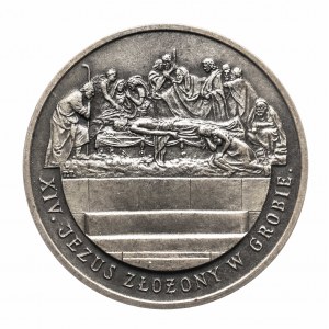 Medal Stations of the Cross - Station XIV Jesus Layed in the Tomb, Inco - Veritas Czestochowa, silver