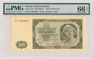 Poland, PRL (1944 - 1989), 50 ZŁOTYCH 1.07.1948, EL series. PMG 66 EPQ.
