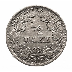 Niemcy, Cesarstwo Niemieckie (1871-1918), 1/2 marki 1917 J, Hamburg