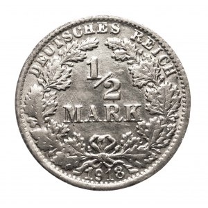 Niemcy, Cesarstwo Niemieckie (1871-1918), 1/2 marki 1918 F, Stuttgart - z duchem