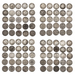Niemcy, Cesarstwo Niemieckie (1871-1918), zestaw monet srebrnych ( 100 szt.) 1/2 marki 1905-1918.