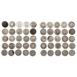 Niemcy, Cesarstwo Niemieckie (1871-1918), zestaw monet srebrnych (50 szt.) 1 marka 1874-1876.