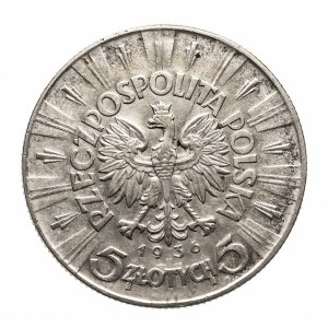 Polska, II Rzeczpospolita (1918-1939), 5 złotych 1936, Piłsudski, Warszawa.