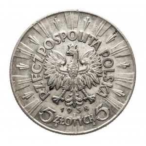 Polska, II Rzeczpospolia (1918-1939), 5 złotych 1938 Piłsudski, Warszawa