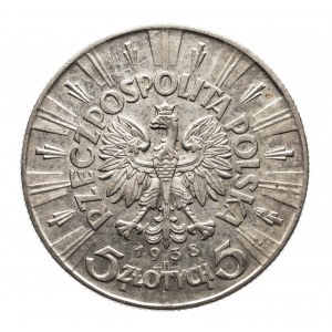 Polska, II Rzeczpospolia (1918-1939), 5 złotych 1938 Piłsudski, Warszawa