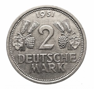 Německo, SRN, 2 Marks 1951 J, Hamburg (1)