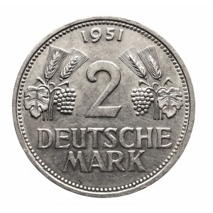 Niemcy, RFN, 2 marki 1951 F, Stuttgart
