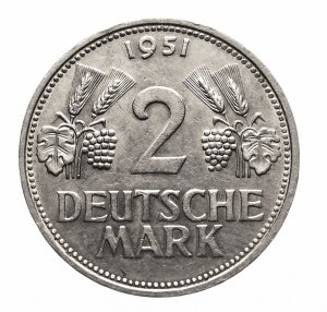 Německo, SRN, 2 značky 1951 F, Stuttgart