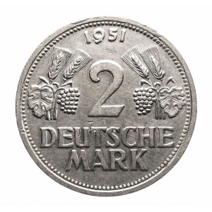 Niemcy, RFN, 2 marki 1951 G, Karlsruhe