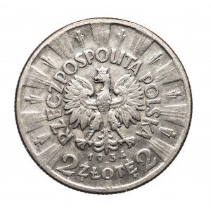 Polska, II Rzeczpospolita (1918-1939), 2 złote Piłsudski 1934, Warszawa.