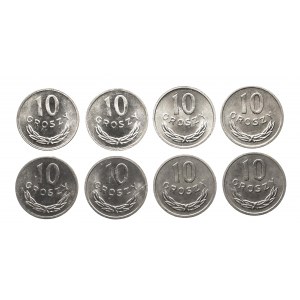 Polska, PRL (1944-1989), zestaw 8 monet 10 groszy 1985.