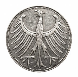 Německo, SRN, 5 značek 1958 F, Stuttgart
