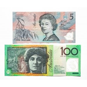 Australia, zestaw 2 banknotów o wartości 105 dolarów.