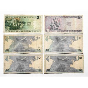 Litwa, zestaw 6 banknotów.