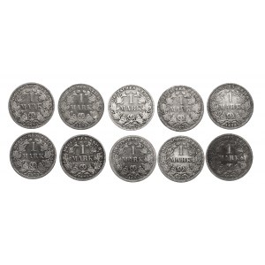 Niemcy, Cesarstwo Niemieckie (1871-1918), zestaw monet 1. markowych 1873-1875