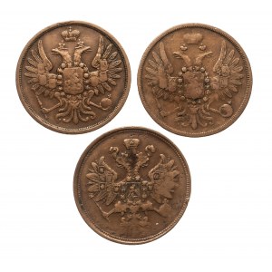 Rosja, zestaw: 2 kopiejki 1852, 1859, 1865 E.M., Petersburg