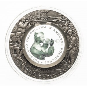 Polska, Rzeczpospolita od 1989 roku, 10 złotych 2008, 400. rocznica polskiego osadnictwa w Ameryce Północnej