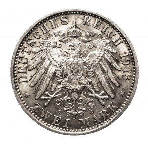 Niemcy, Cesarstwo Niemieckie, Prusy, 2 marki 1913 A, 25 lat rządów Wilhelma II, Berlin
