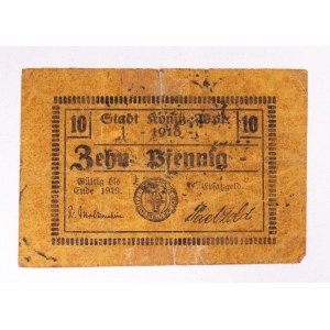 Chojnice, bon na 10 fenigów 1919 (podpisy Molkentin i Paetzold)