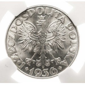 Polska, II Rzeczpospolita (1918-1939), 2 złote 1936 Żaglowiec, NGC MS 63
