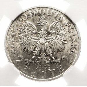 Polska, II Rzeczpospolita (1918-1939), 2 złote 1932 Kobieta, NGC MS 62