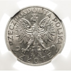 Polska, II Rzeczpospolita (1918-1939), 2 złote 1933 Kobieta, NGC AU 58
